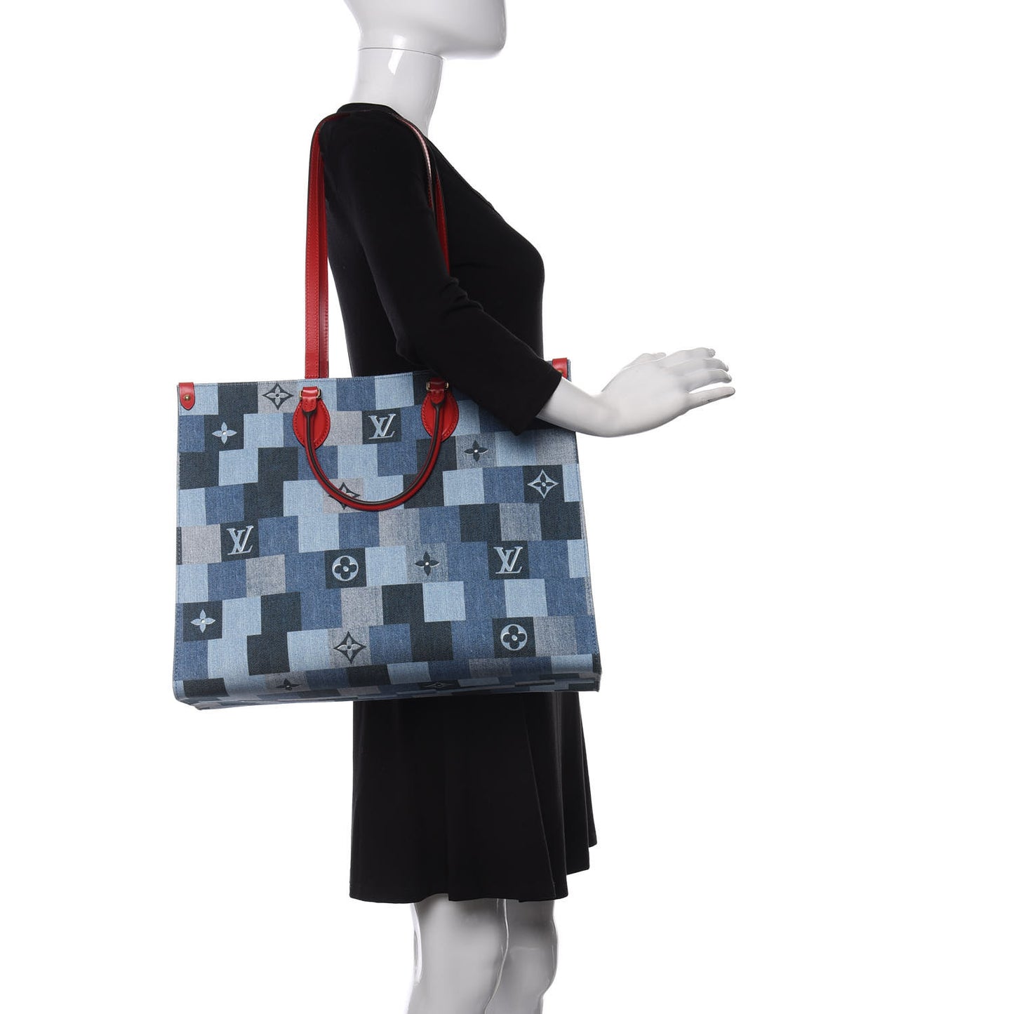 Denim Damier Monogram Onthego Blue Rouge