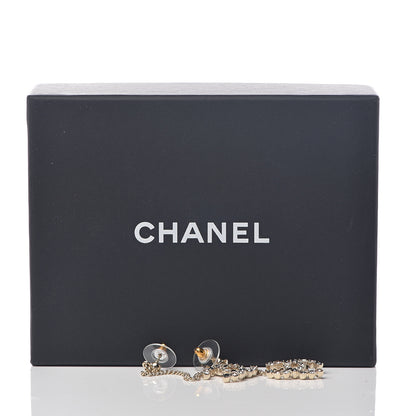 Chanel Crystal CC Drop Earrings Pink Grey Gold 5 of 5
