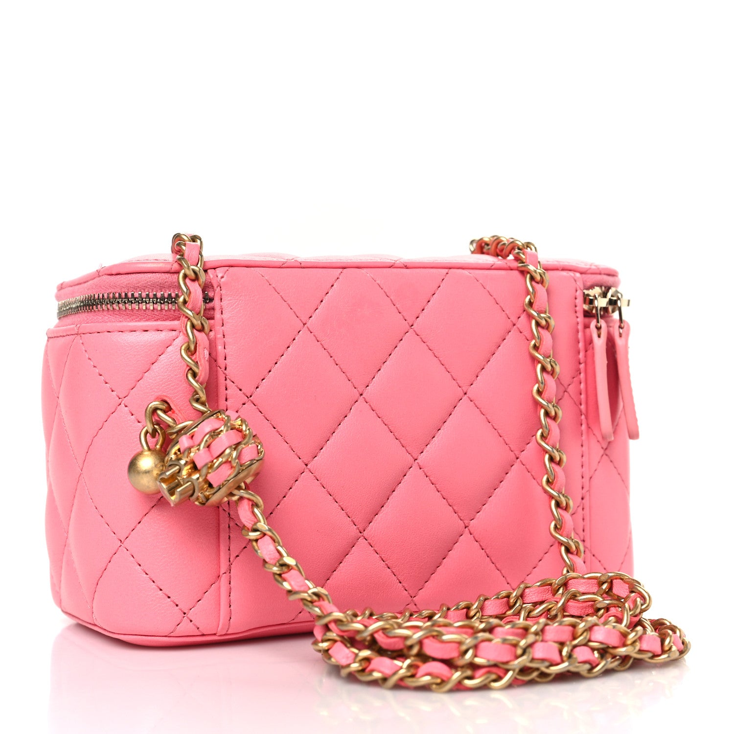 Chanel Lambskin Quilted Small Pearl Crush Vanity Case With Chain Pink 3 of 10