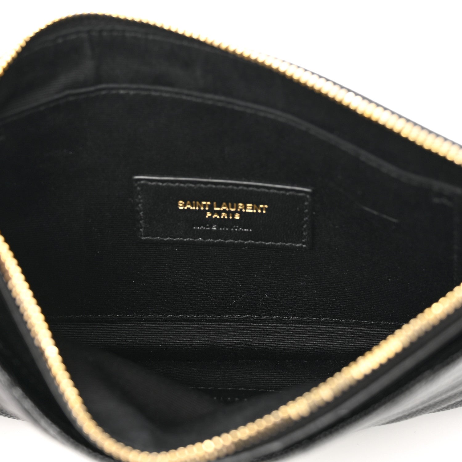 Saint Laurent Grain De Poudre Chevron Monogram Large Bill Pouch Black 5 of 9