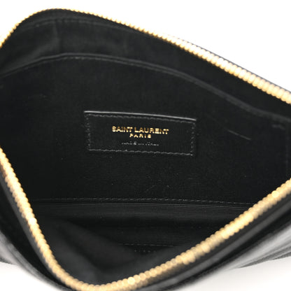 Saint Laurent Grain De Poudre Chevron Monogram Large Bill Pouch Black 5 of 9