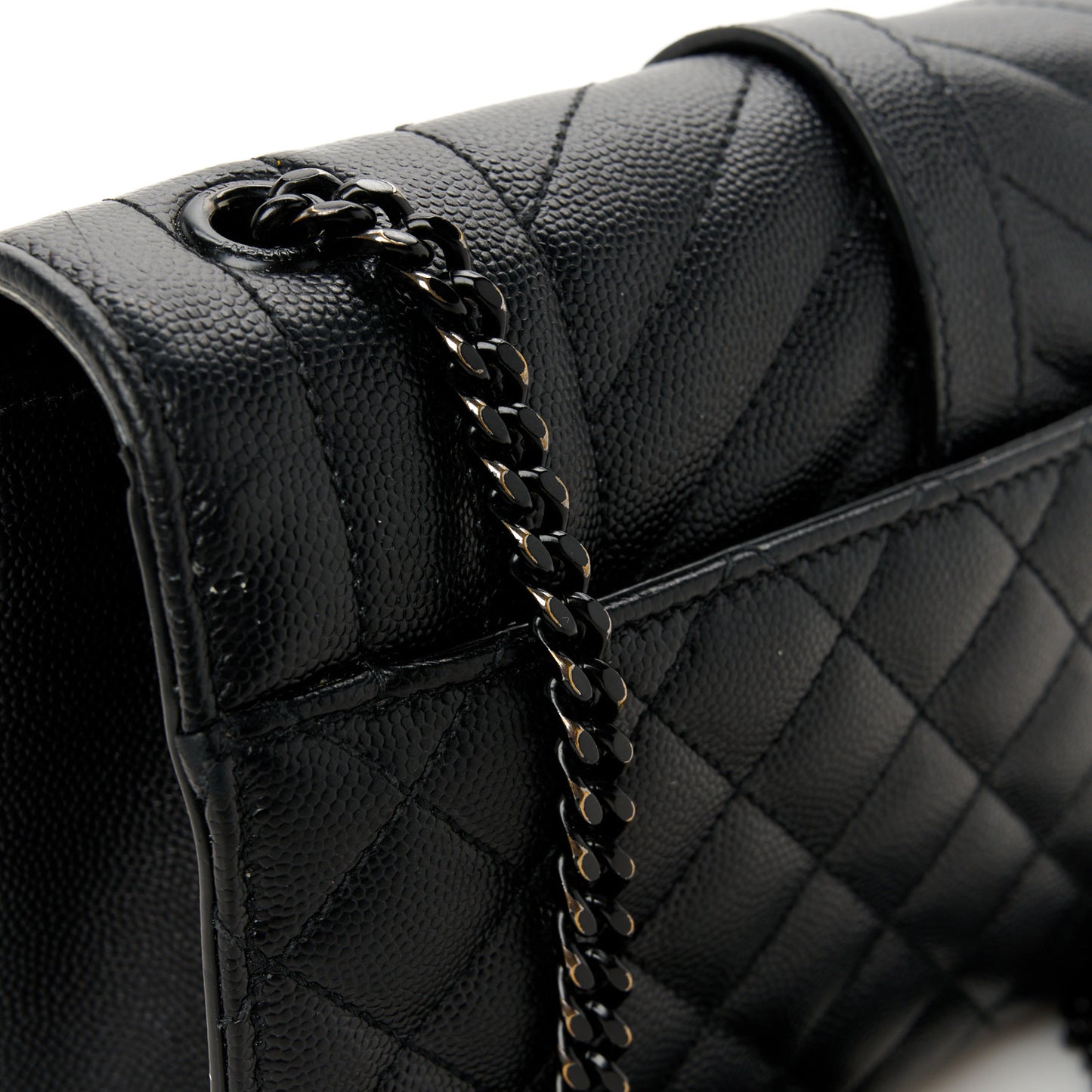 Grain De Poudre Textured Mixed Matelasse Triquilt Small Monogram Monochrome Satchel Black