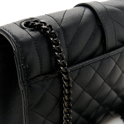 Saint Laurent Grain De Poudre Textured Mixed Matelasse Triquilt Small Monogram Monochrome Satchel Black 11 of 14