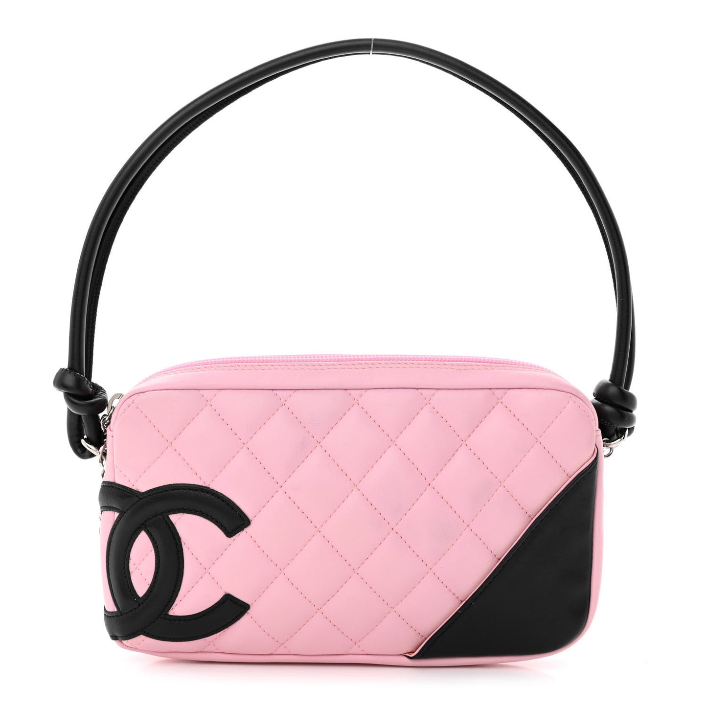Calfskin Quilted Cambon Pochette Pink Black