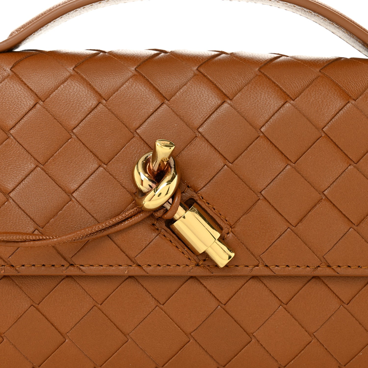 Bottega Veneta Nappa Intrecciato Long Andiamo Top Handle Clutch Cognac Cognac 7 of 10