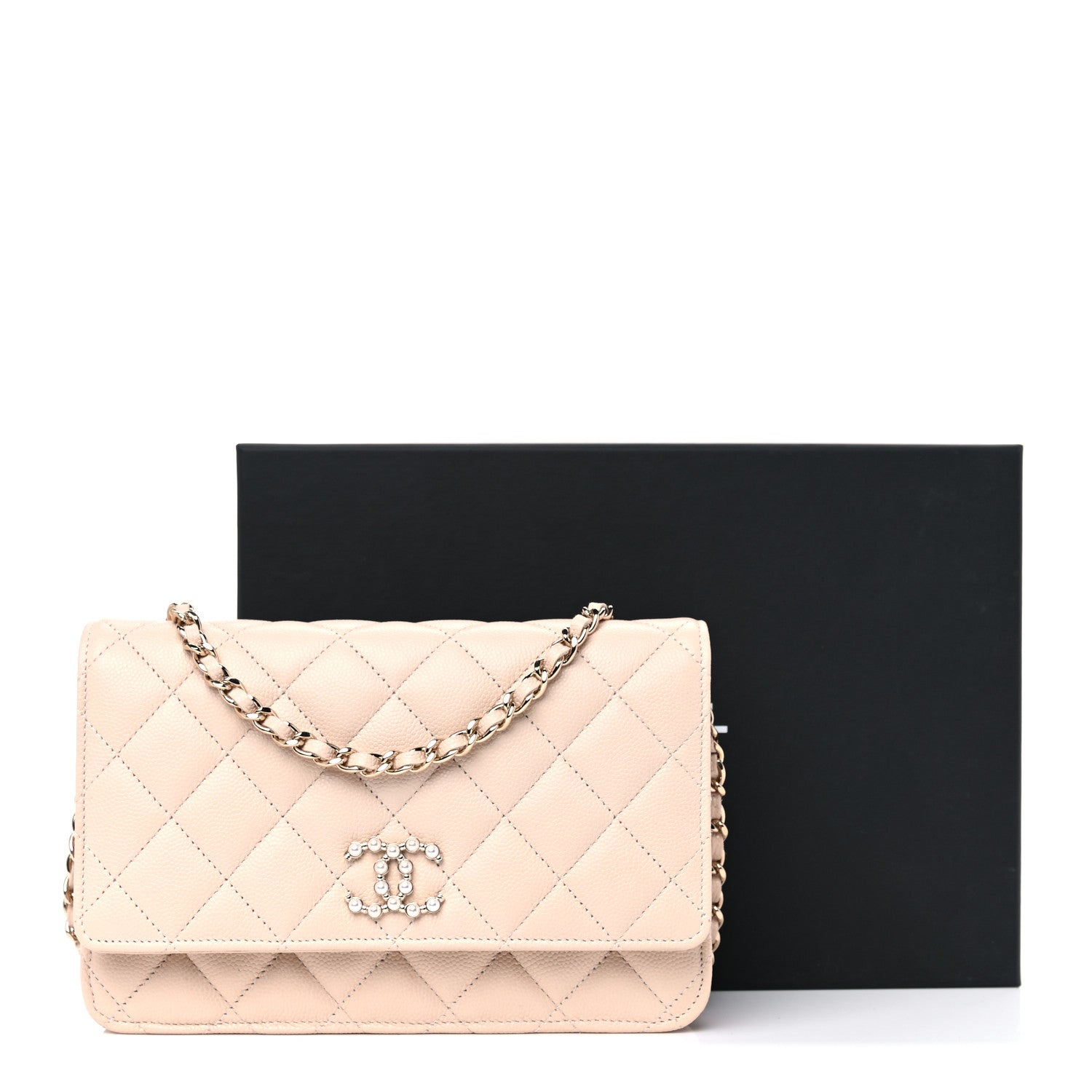 Chanel Caviar Quilted Coco Candy Wallet On Chain WOC Beige 11 of 11