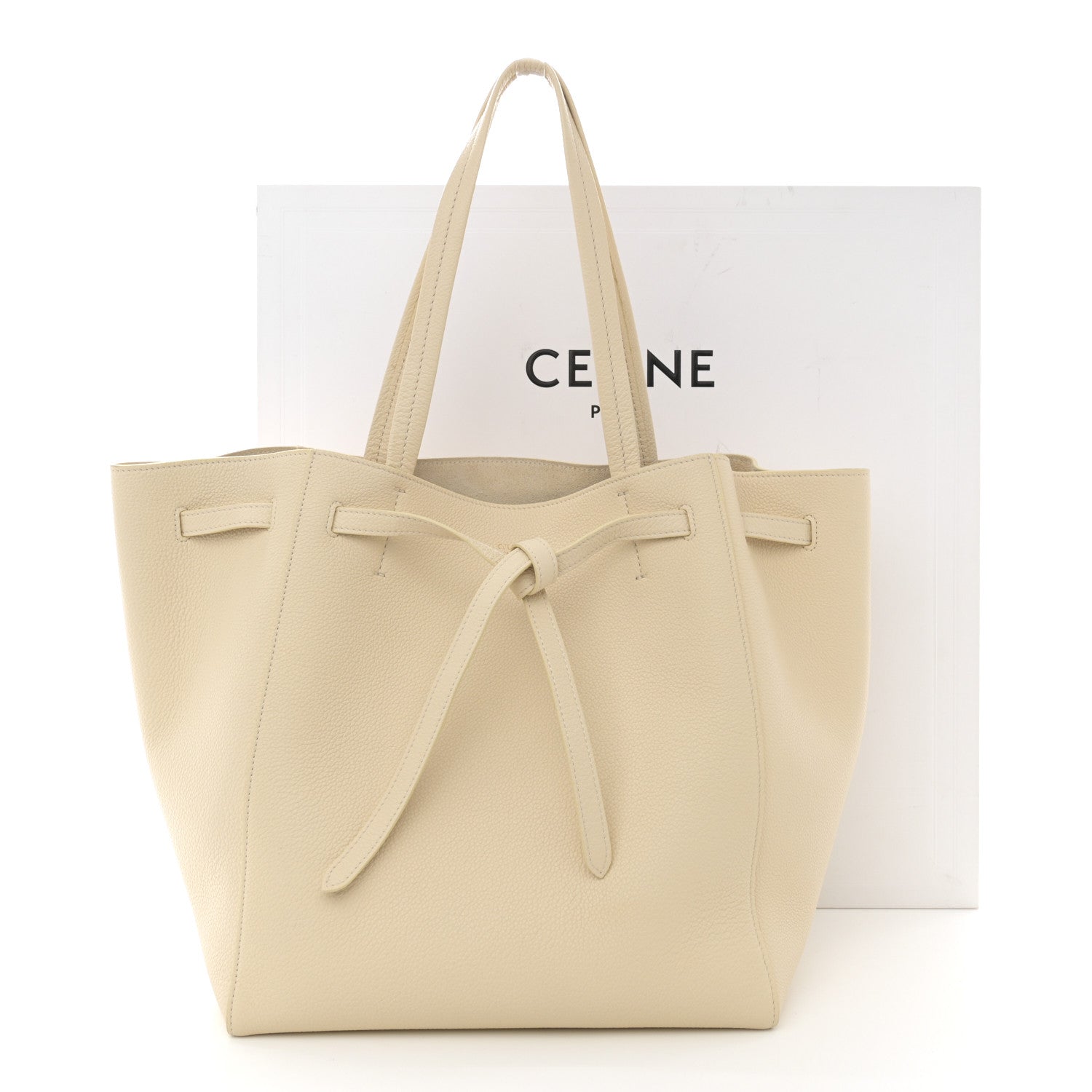 Celine Soft Grained Calfskin Small Belt Cabas Phantom Cream 12 of 12