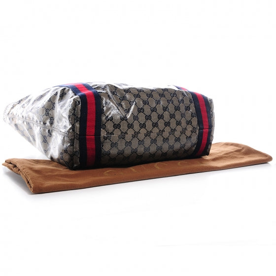 Gucci Crystal Monogram Medium Web Handle Vertical Tote Navy 4 of 7
