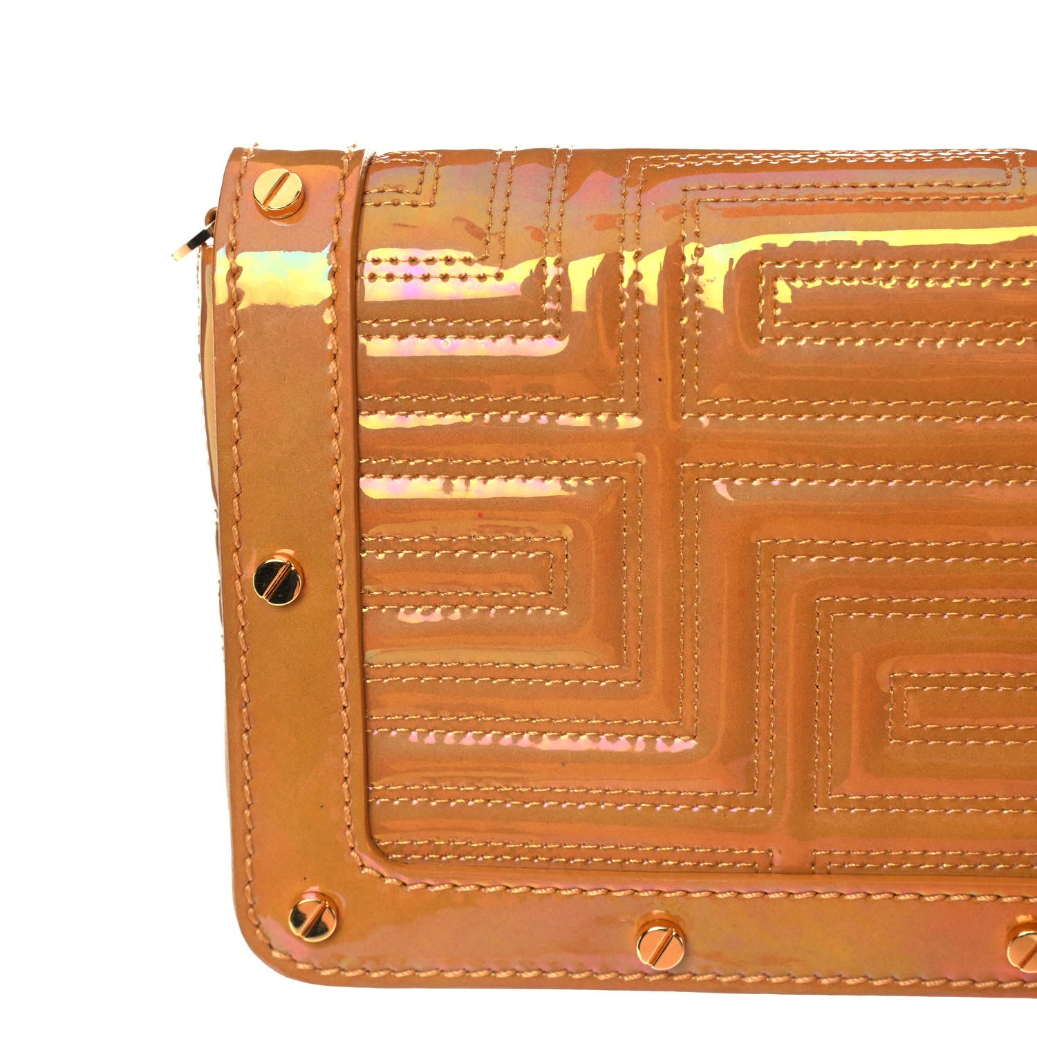 Versace Iridescent Lambskin Couture Chain Clutch Gold 14 of 14