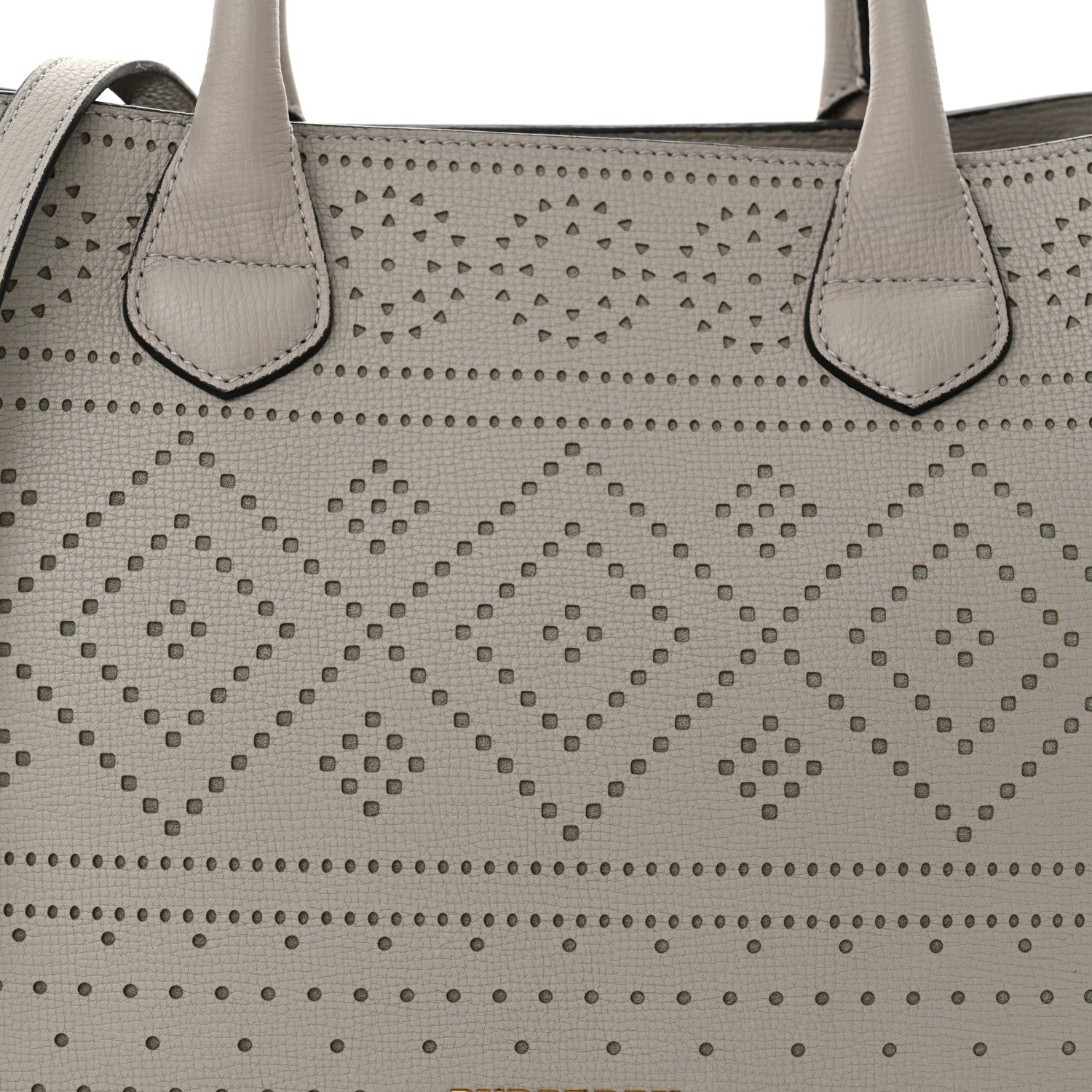 Burberry Grainy Calfskin Perforated Medium Broguing Banner Tote Grey 8 of 12