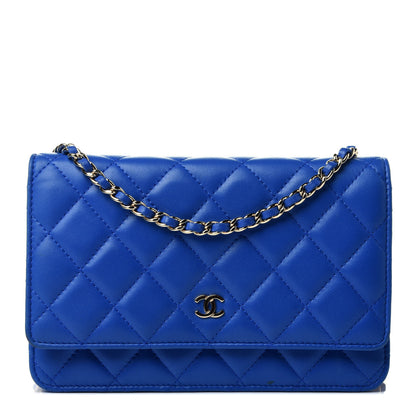 Chanel Lambskin Quilted Wallet On Chain WOC Blue 1 of 5