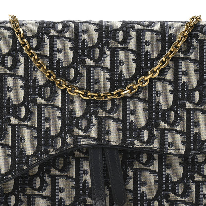 Christian Dior Oblique Saddle Chain Pouch Blue 7 of 10