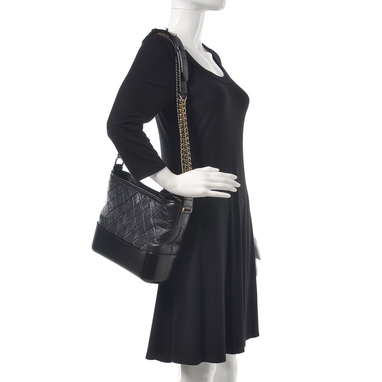 Chanel Aged Calfskin Quilted Medium Gabrielle Hobo Black 2 of 11