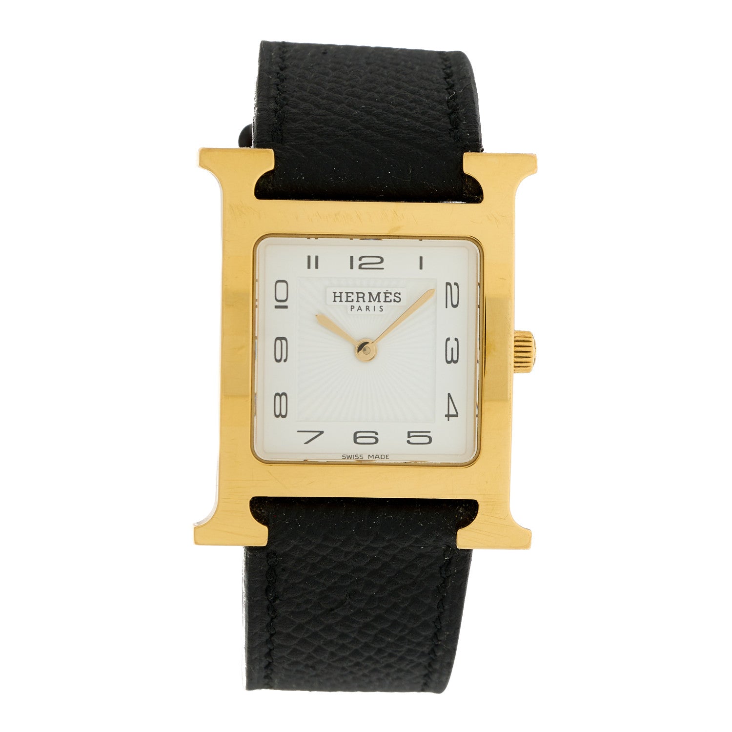 Hermes Stainless Steel Epsom 26mm Heure H Hour Quartz Watch Noir 1 of 5