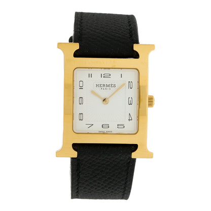 Hermes Stainless Steel Epsom 26mm Heure H Hour Quartz Watch Noir 1 of 5