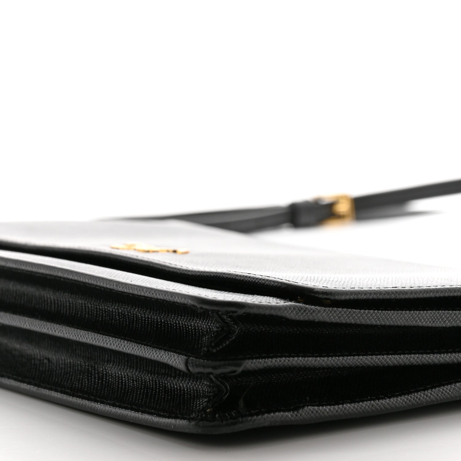 Prada Saffiano Metal Flap Wallet With Strap Black 9 of 12