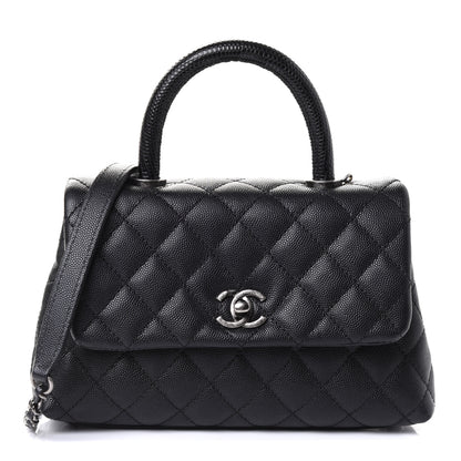 Chanel Caviar Lizard Embossed Quilted Mini Coco Handle Flap Black 1 of 7