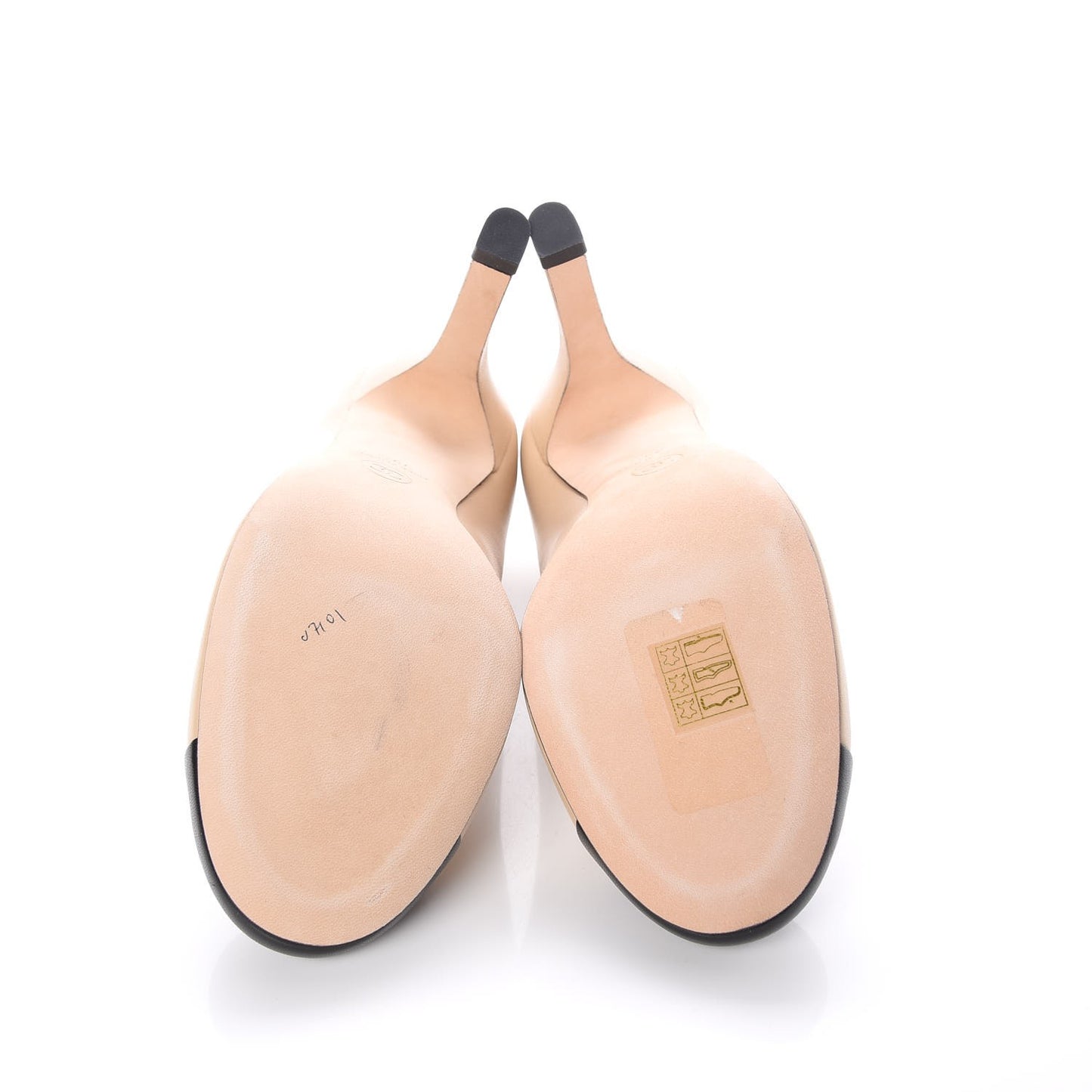 Lambskin Pearls Cap Toe Pumps 39.5 Beige Black