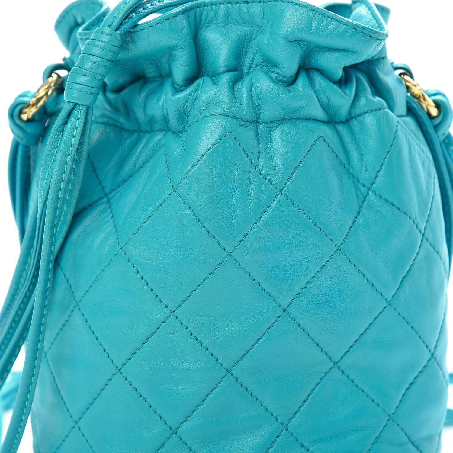 Chanel Lambskin Quilted Tassel Drawstring Pouch Blue 9 of 12