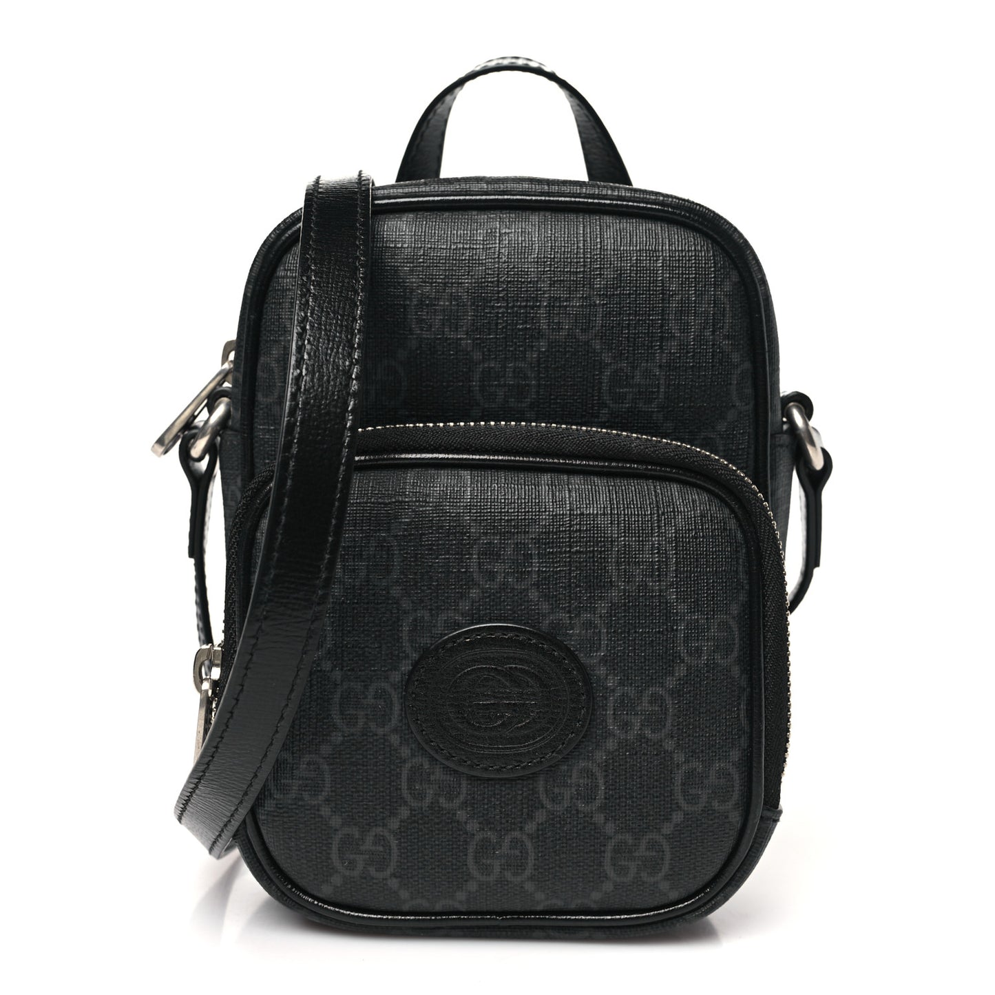 GG Supreme Monogram Azalea Calfskin Mini Retro Interlocking G Bag Black