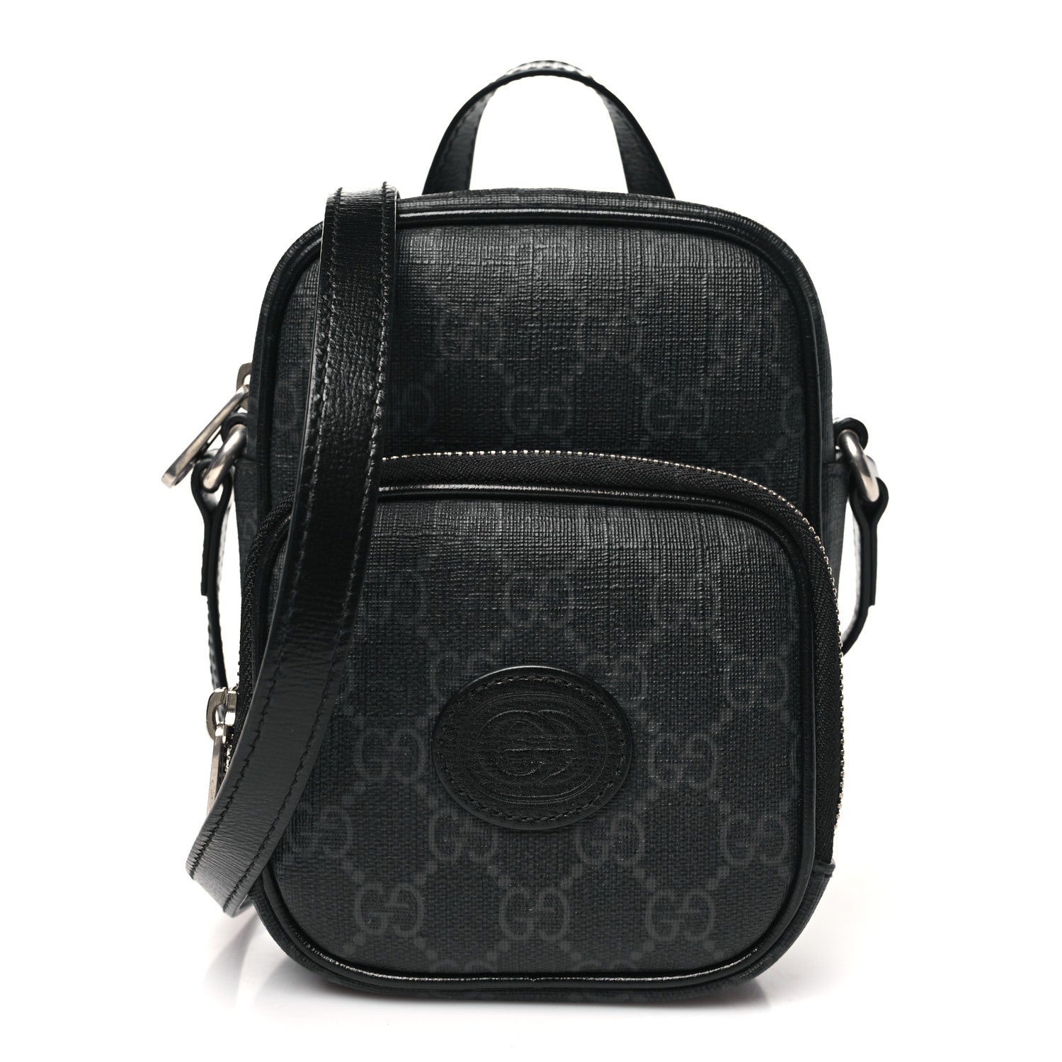 Gucci GG Supreme Monogram Azalea Calfskin Mini Retro Interlocking G Bag Black 1 of 10