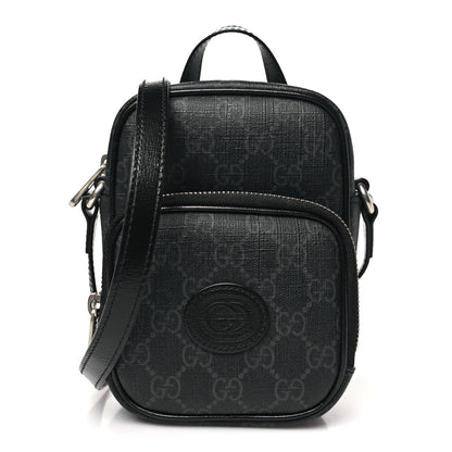 Gucci GG Supreme Monogram Azalea Calfskin Mini Retro Interlocking G Bag Black 1 of 10