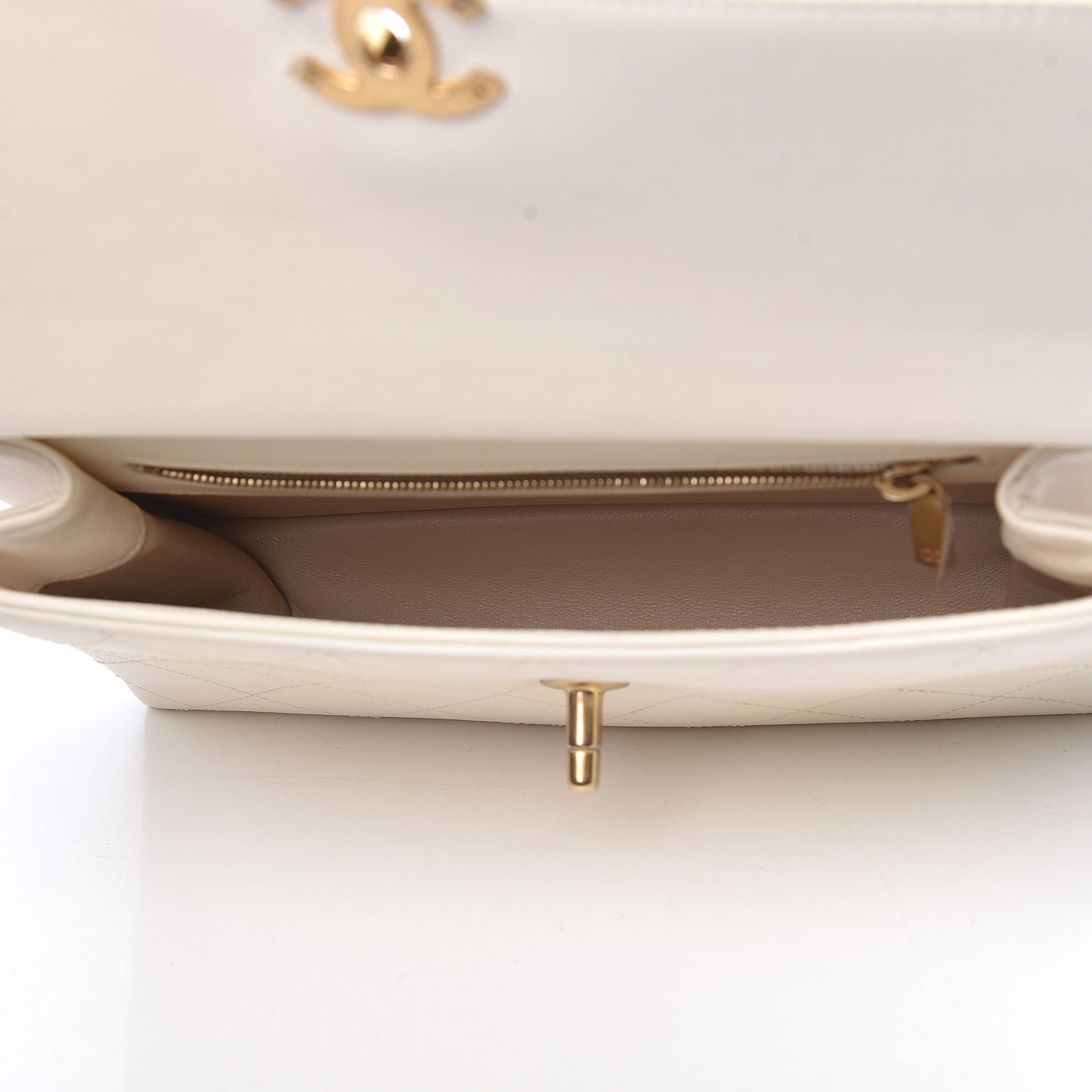 Lambskin Quilted Small Coco Lux Flap White