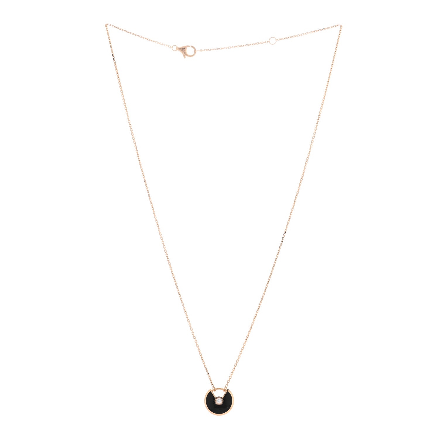 Cartier 18K Pink Gold Diamond Black Onyx XS Amulette de Cartier Pendant Necklace 3 of 4