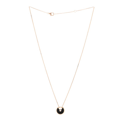 Cartier 18K Pink Gold Diamond Black Onyx XS Amulette de Cartier Pendant Necklace 3 of 4