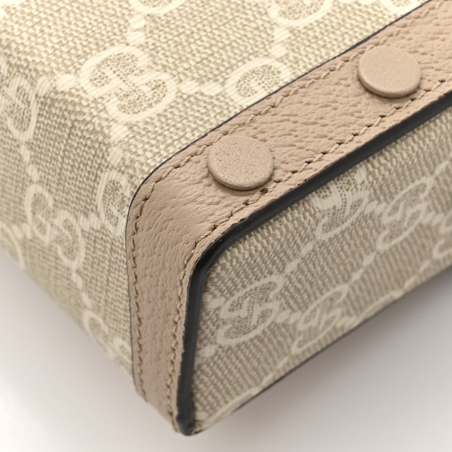 GG Supreme Monogram Textured Dollar Calfskin Mini Horsebit 1955 Shoulder Bag Beige Mystic White Oatmeal