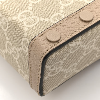 Gucci GG Supreme Monogram Textured Dollar Calfskin Mini Horsebit 1955 Shoulder Bag Beige Mystic White Oatmeal 14 of 16