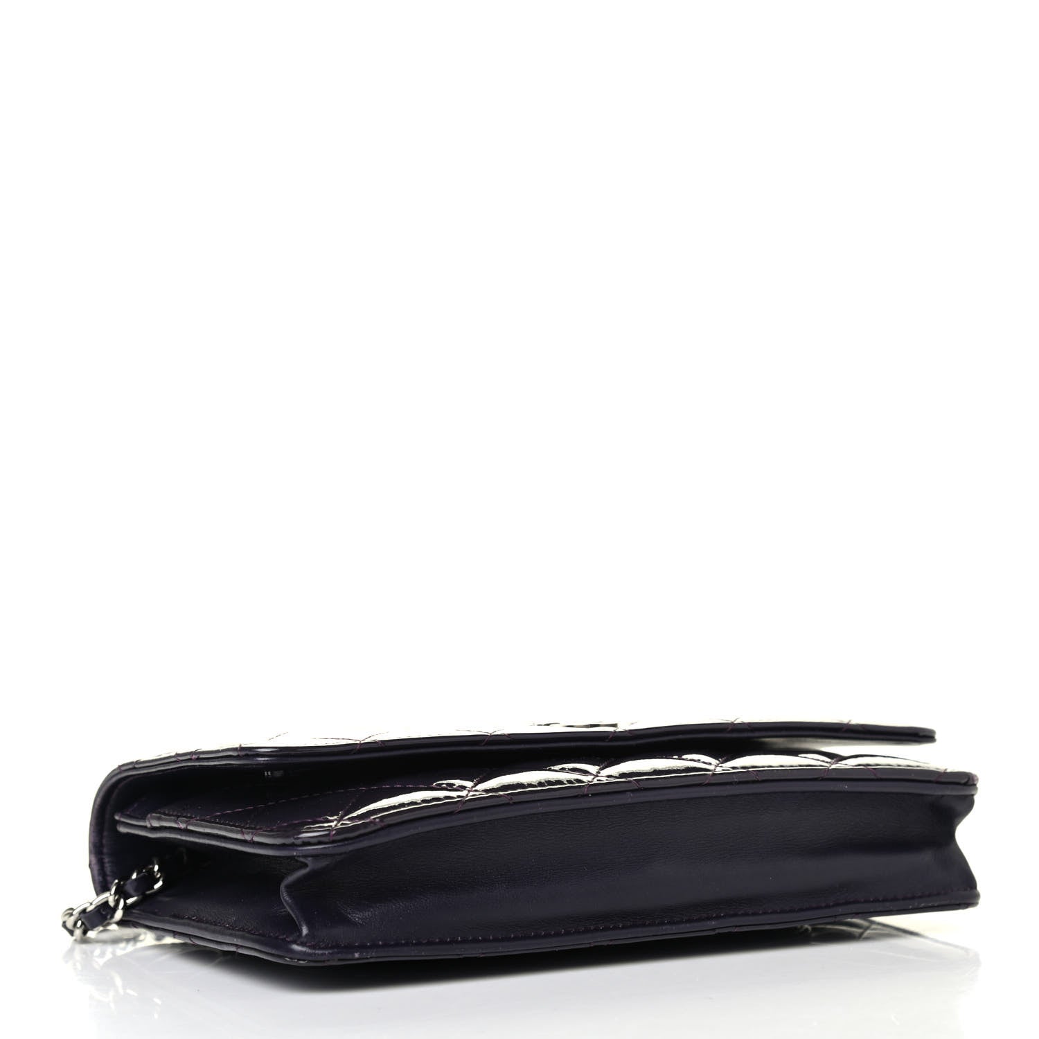 Chanel Patent Quilted Wallet On Chain WOC Dark Purple 3 of 4