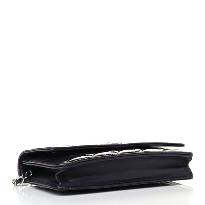 Chanel Patent Quilted Wallet On Chain WOC Dark Purple 3 of 4