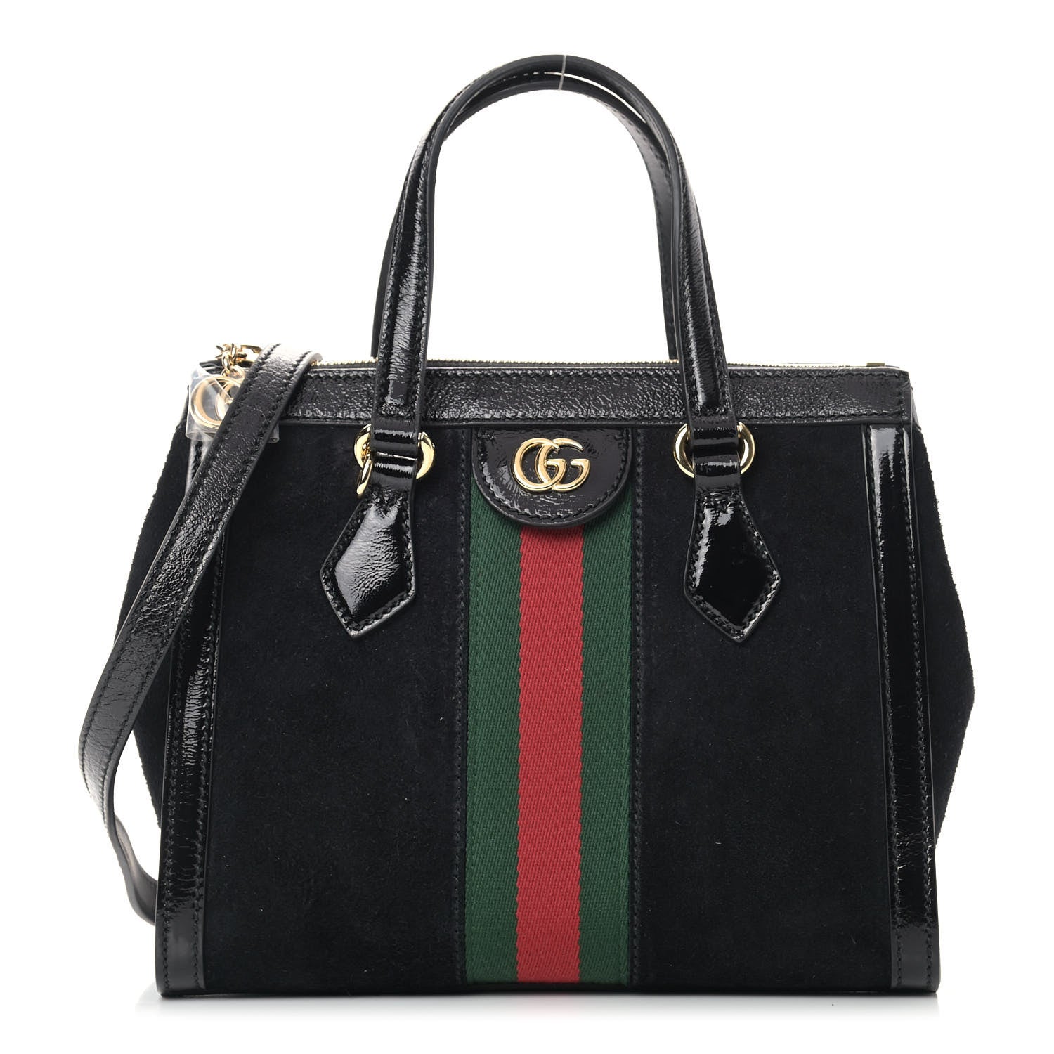 Gucci Suede Patent GG Web Small Ophidia Tote Bag Black 1 of 11