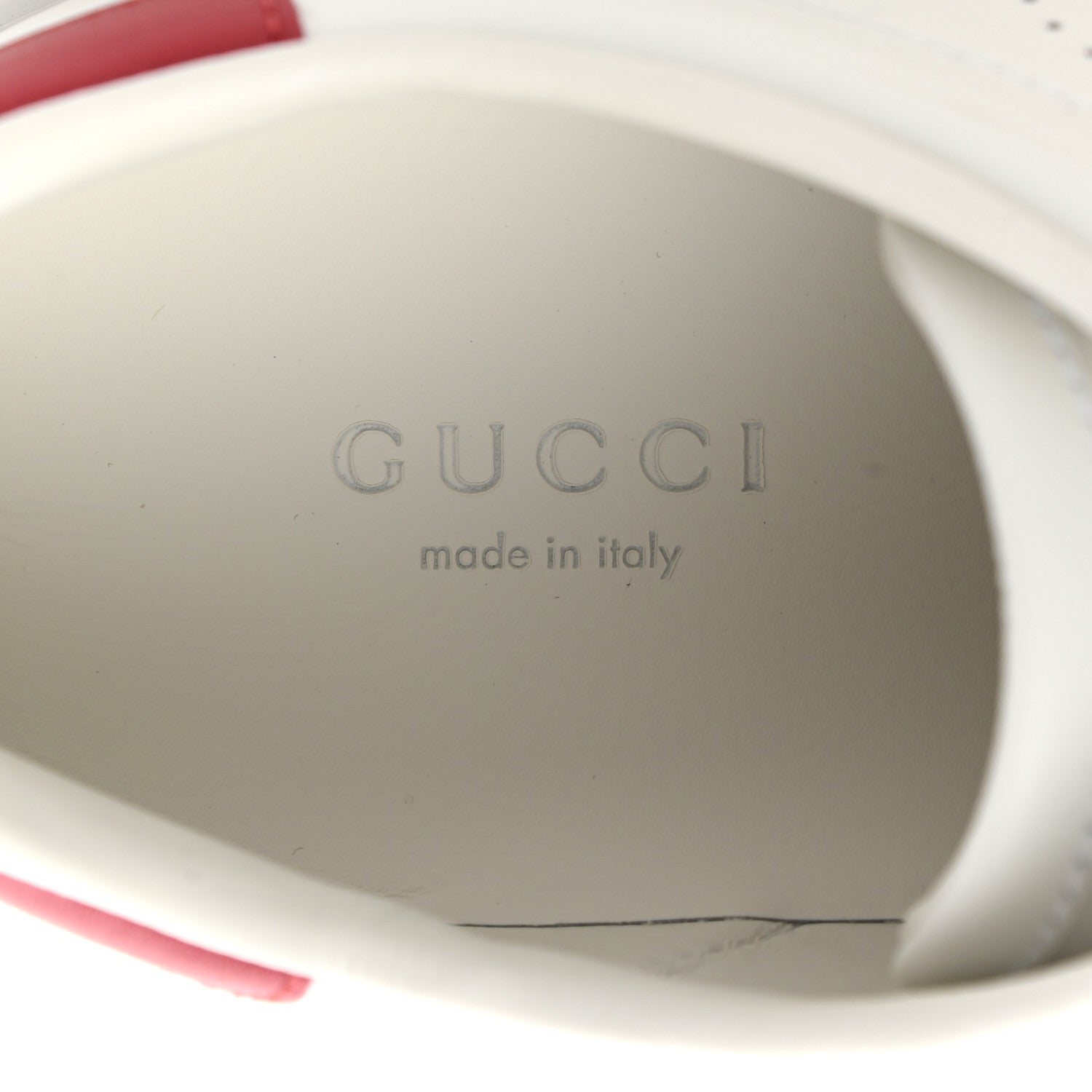 Gucci Calfskin Interlocking G Perforated Womens Ace Sneakers 37.5 White Hibiscus Red 6 of 8