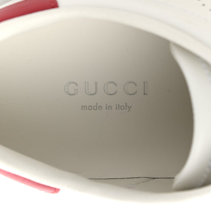 Gucci Calfskin Interlocking G Perforated Womens Ace Sneakers 37.5 White Hibiscus Red 6 of 8