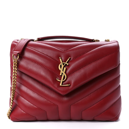 Saint Laurent Calfskin Y Quilted Monogram Small Loulou Chain Satchel Red 1 of 12