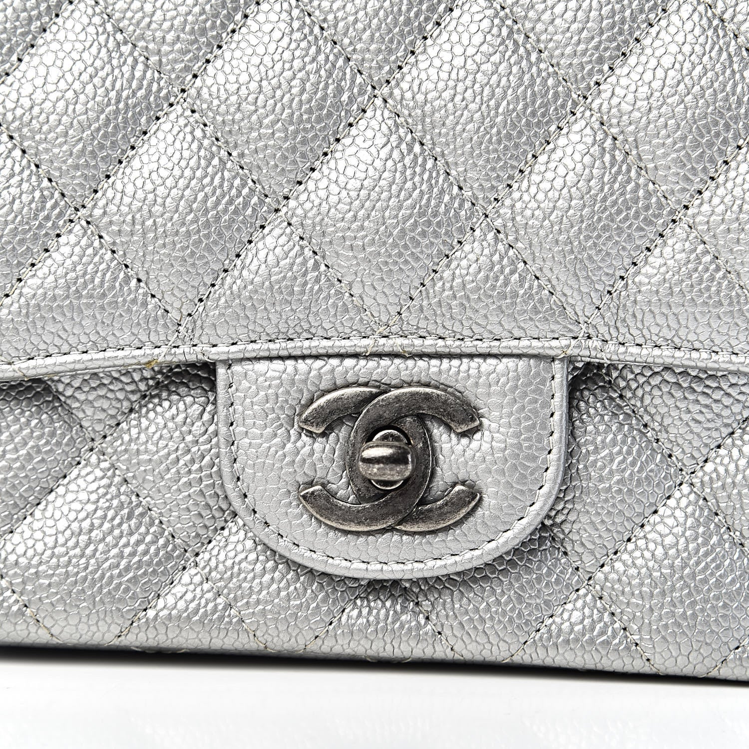 Chanel Metallic Caviar Quilted Mini Square Flap Silver 10 of 11