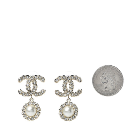 Chanel Crystal Pearl Pearls Coronation CC Drop Earrings Gold 2 of 5