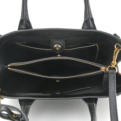 Burberry Grainy Calfskin House Check Medium Banner Tote Black 5 of 11