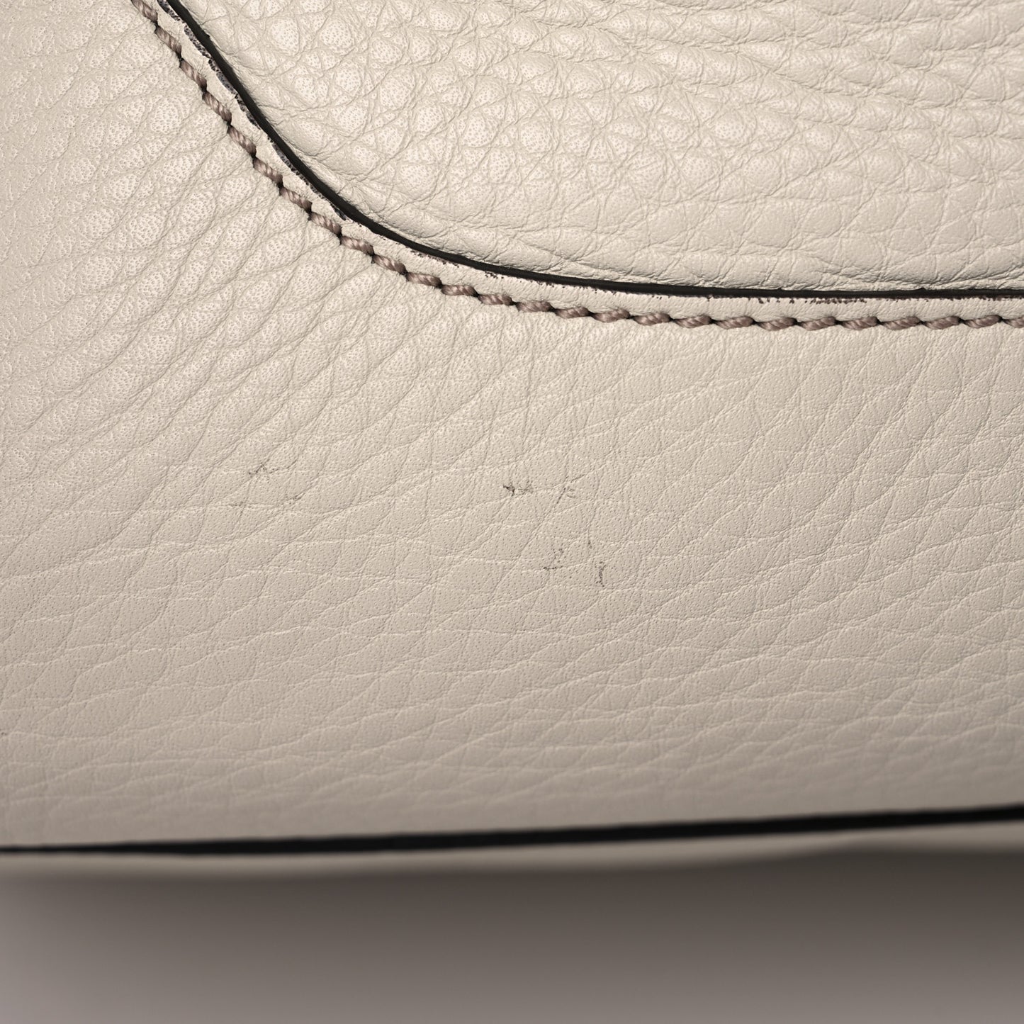 Grained Calfskin Medium Diana Bamboo Top Handle Tote Ivory