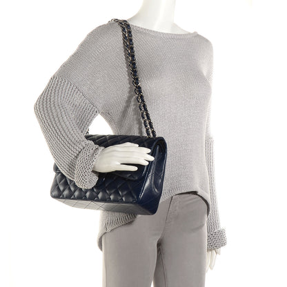 Chanel Caviar Quilted Jumbo Double Flap Navy Blue 2 of 9