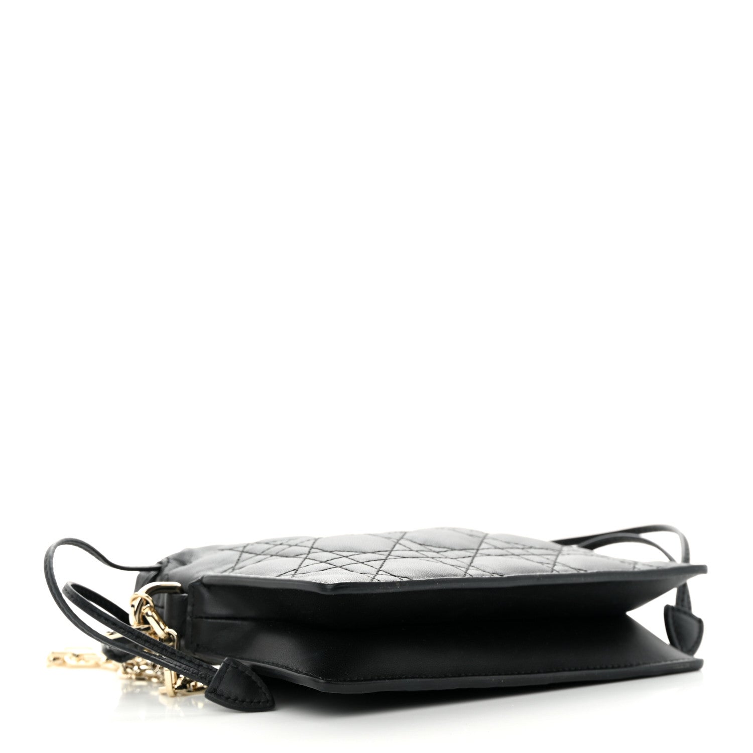 Christian Dior Lambskin Cannage Mini Top Handle Drawstring Bag Black 4 of 10