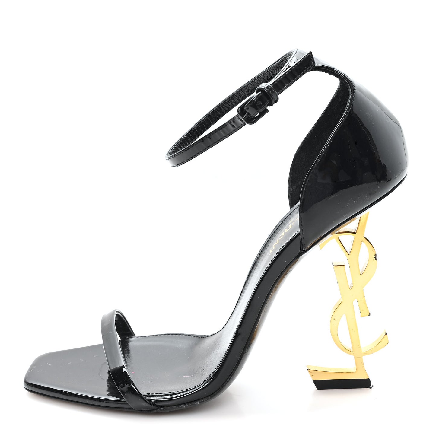 Patent Calfskin Opyum 110 Sandals 37 Black Gold