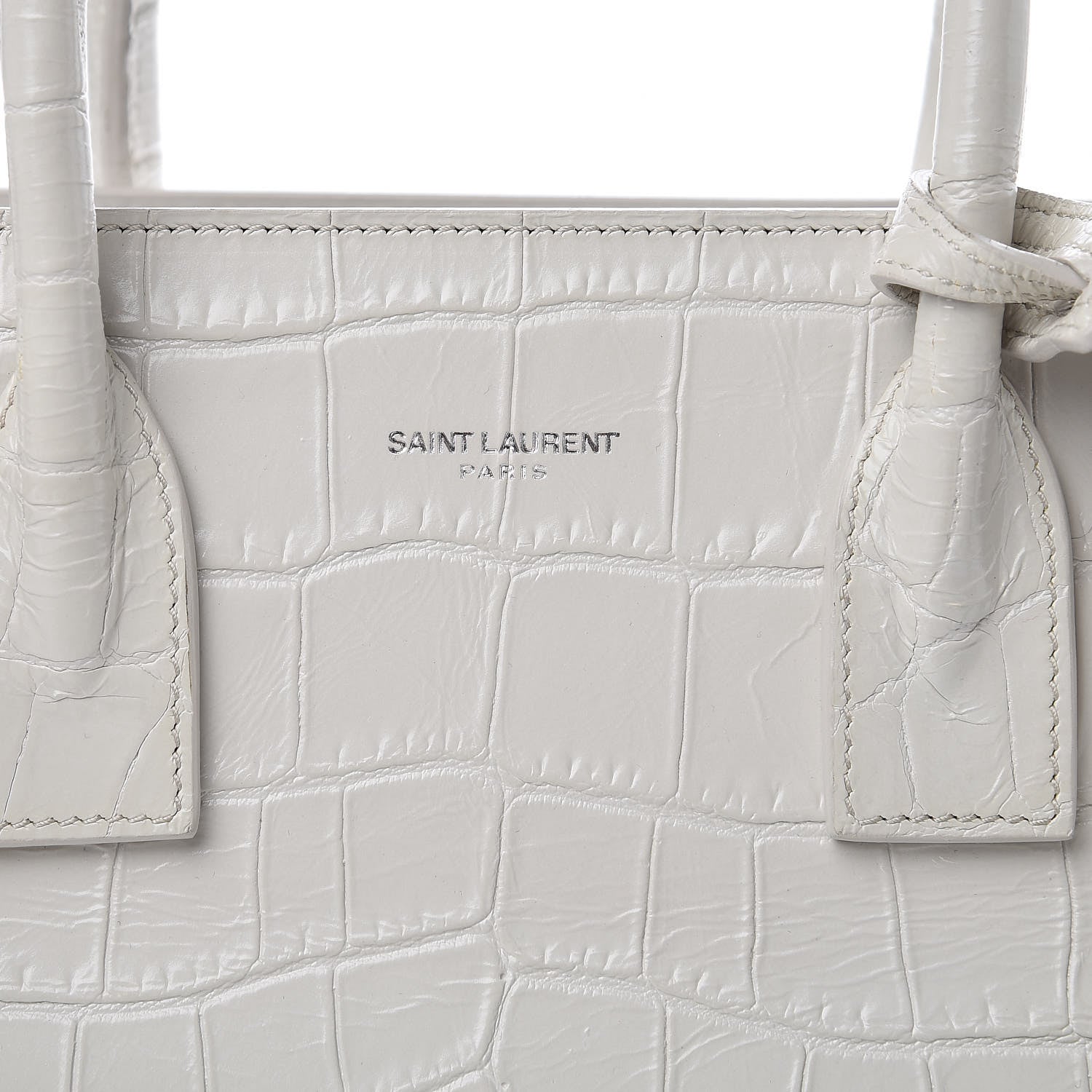 Saint Laurent Calfskin Crocodile Embossed Baby Sac De Jour Gris Perle 6 of 11