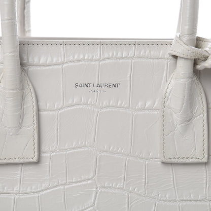 Saint Laurent Calfskin Crocodile Embossed Baby Sac De Jour Gris Perle 6 of 11