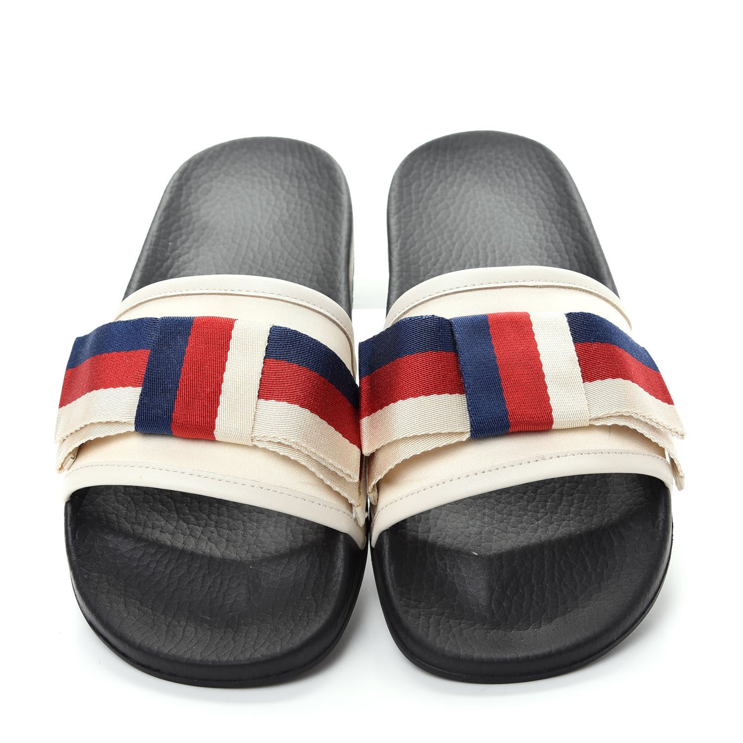 Gucci Satin Web Sylvie Bow Slide Sandals 39 White 5 of 11