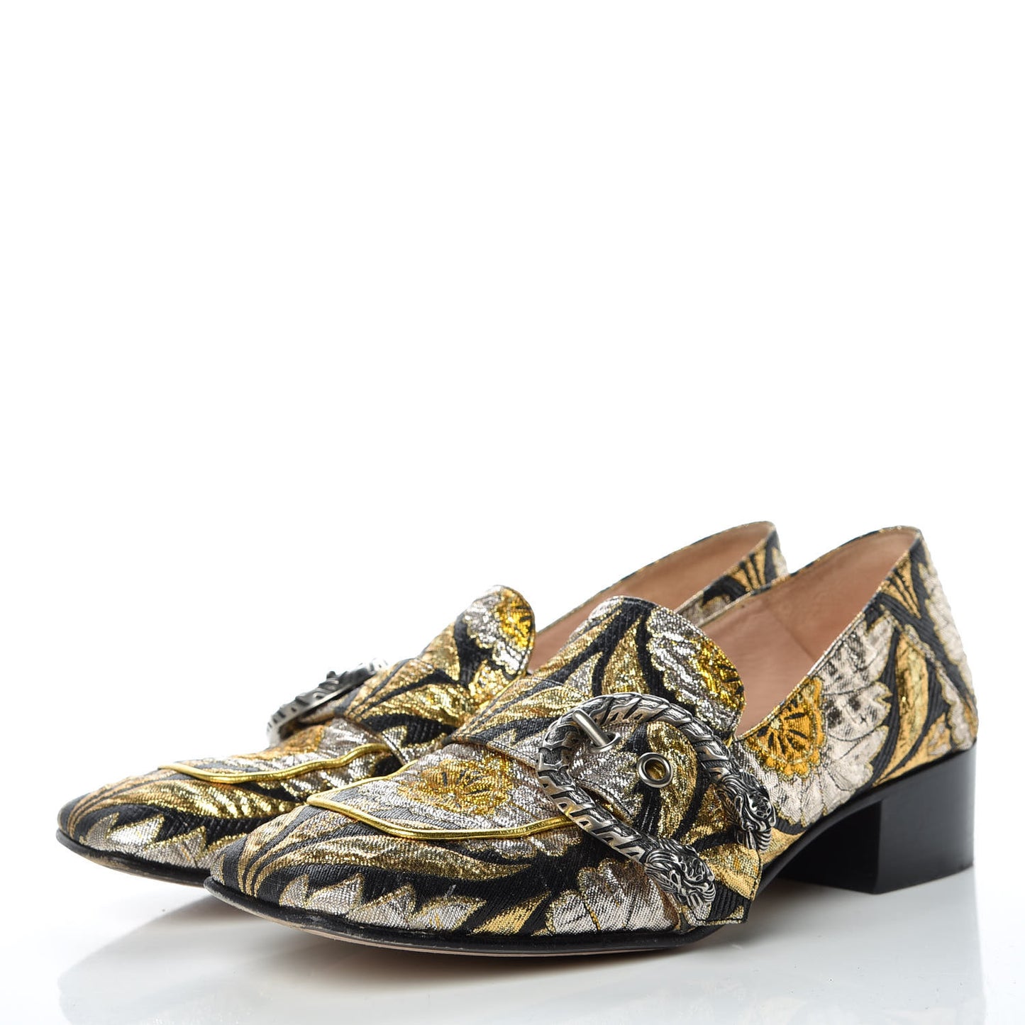 Brocade Floral Jacquard Dionysus Loafers 36.5 Black