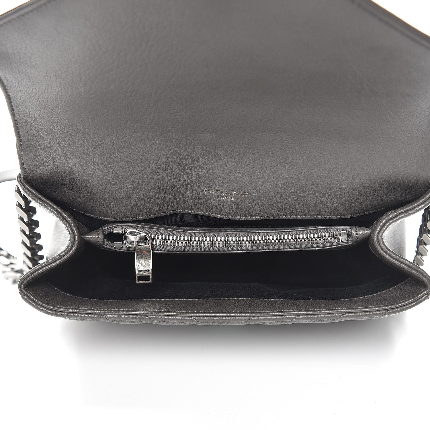 Saint Laurent Sheepskin Matelasse Chevron Monogram Medium College Bag Asphalt 6 of 8