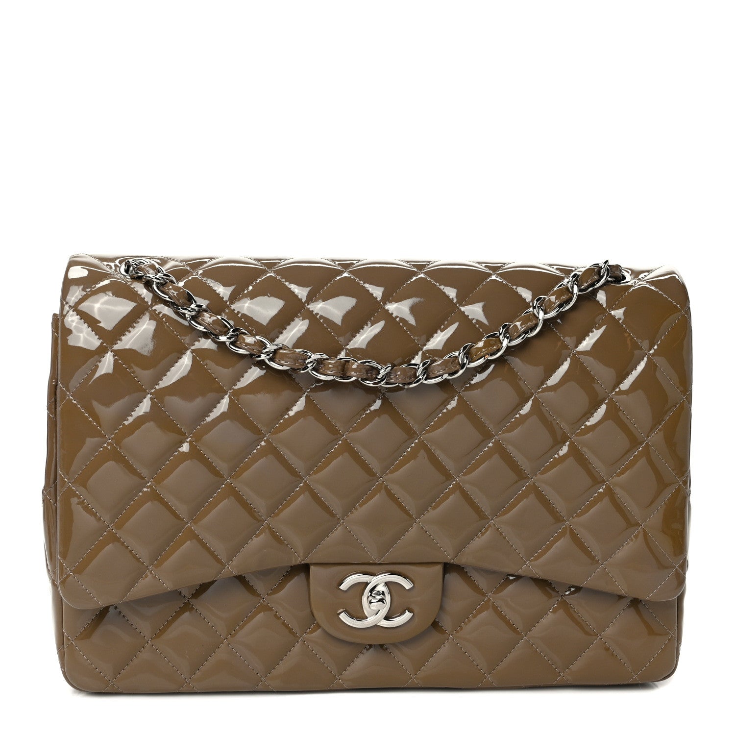 Chanel Patent Calfskin Quilted Maxi Double Flap Grey 1 of 10